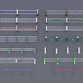 现代道路栏杆3D模型下载